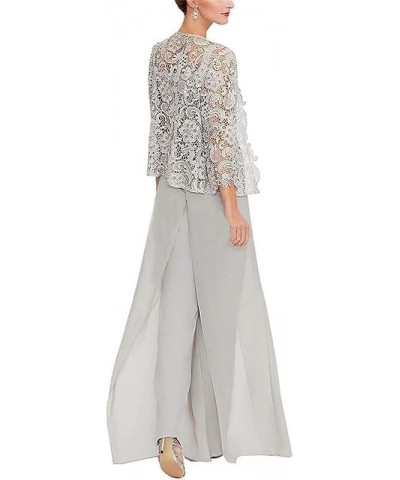 Mother of The Bride Pants Suits 3 Pieces Mother of The Bride Dresses with Jacket Lace Formal Evening Gowns Peacock $27.20 Suits