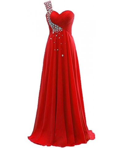 Women's One Shoulder Chiffon Floor-Length Evening Formal Prom Dresses Long Red $36.26 Dresses