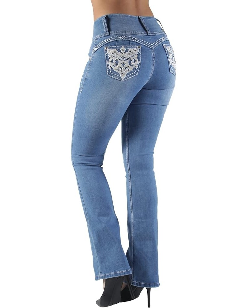 Colombian Design Butt Lift Plus Junior Size High Waist Straight Leg Jeans Washed M. Blue (Dj3576) $22.27 Jeans