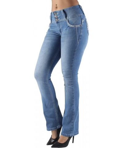 Colombian Design Butt Lift Plus Junior Size High Waist Straight Leg Jeans Washed M. Blue (Dj3576) $22.27 Jeans