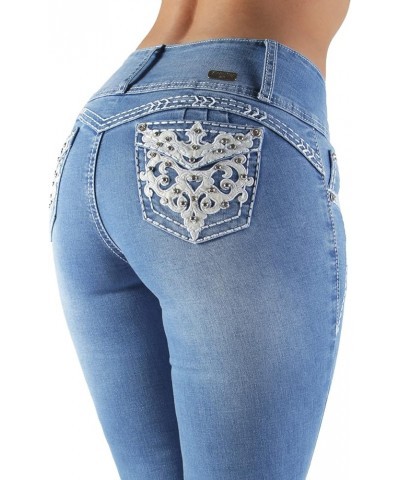 Colombian Design Butt Lift Plus Junior Size High Waist Straight Leg Jeans Washed M. Blue (Dj3576) $22.27 Jeans