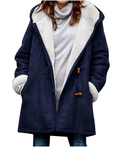 RMXEi jackets for women fashion 2022 Womens Fashion Soild Winter Loose Plush Long Sleeve Zipper Pocket Hooded Coat Cv010-dark...