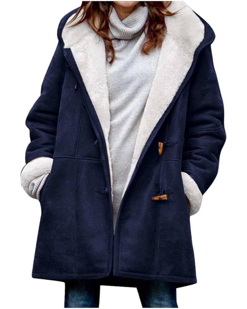 RMXEi jackets for women fashion 2022 Womens Fashion Soild Winter Loose Plush Long Sleeve Zipper Pocket Hooded Coat Cv010-dark...