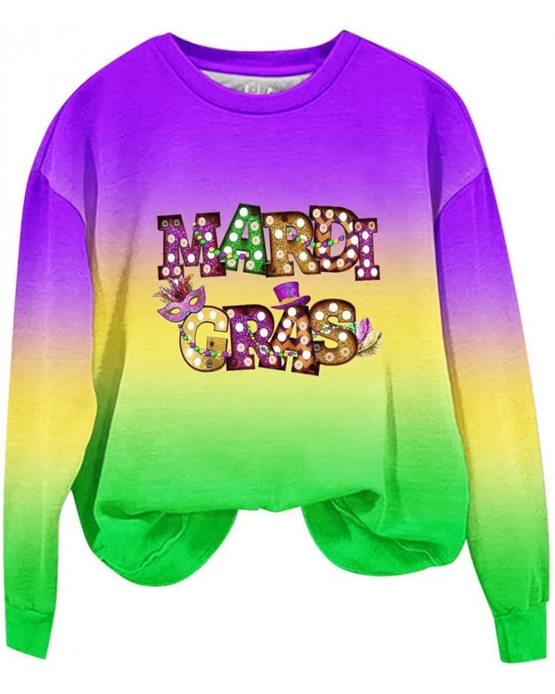 Mardi Gras Outfits for Women Novelty Sweatshirt Carnival Long Sleeve Tops Mask Funny Graphic Going Out Party Tops 37 Purple $...