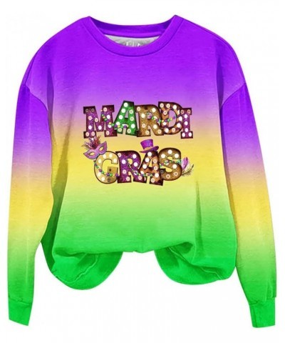 Mardi Gras Outfits for Women Novelty Sweatshirt Carnival Long Sleeve Tops Mask Funny Graphic Going Out Party Tops 37 Purple $...