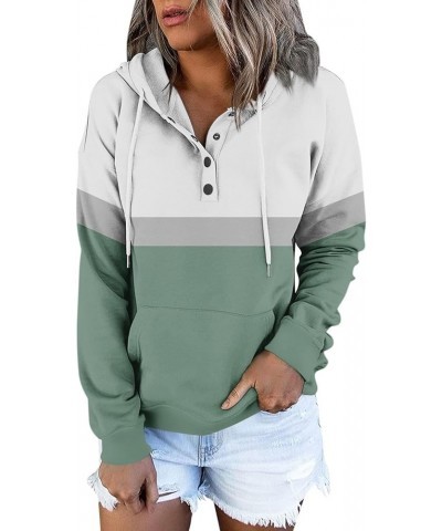 Womens Fall Fashion 2023,Womens Casual Patchwork Button Long Sleeve Hoodies Pullover Drawstring Pocket Sweatshirt 4-green $9....