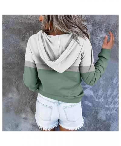 Womens Fall Fashion 2023,Womens Casual Patchwork Button Long Sleeve Hoodies Pullover Drawstring Pocket Sweatshirt 4-green $9....