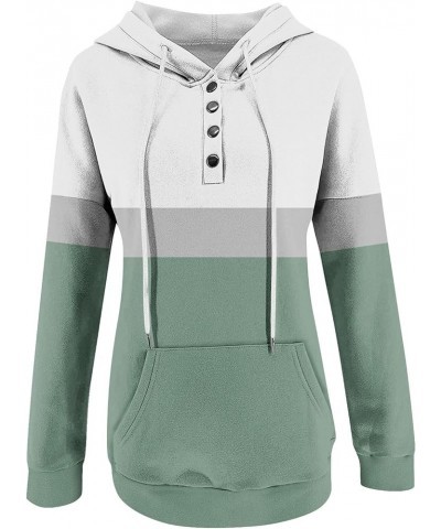 Womens Fall Fashion 2023,Womens Casual Patchwork Button Long Sleeve Hoodies Pullover Drawstring Pocket Sweatshirt 4-green $9....