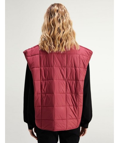 Women's Warm Quilted Puffer Vest Stand Collar Sleeveless Zip Up Padded Gilet Jacket Dark Red $6.00 Vests