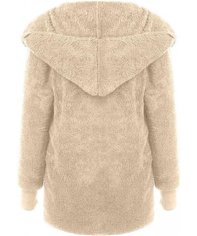 Womens Long Sleeve Winter Open Front Fleece Cardigans Fuzzy Hooded Sweater Chunky Fashion Outwear with Pockets 07 Beige $7.40...