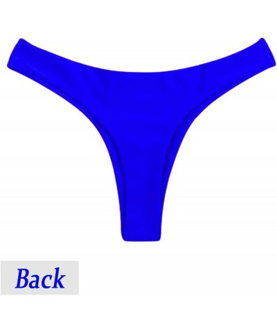 Women's Sexy Cheeky Brazilian Cut Bikini Bottom Solid Low Rise High Leg Thong Swimsuit Bottom Royal Blue $9.66 Swimsuits