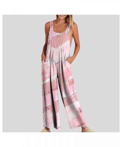 Women's 2023 Overall Jumpsuit Wide Leg Dressy Rompers Loose Sleeveless Bib Overalls Adjustable Bohemian Outfits A02-pink $4.8...