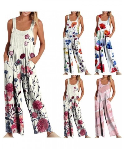 Women's 2023 Overall Jumpsuit Wide Leg Dressy Rompers Loose Sleeveless Bib Overalls Adjustable Bohemian Outfits A02-pink $4.8...