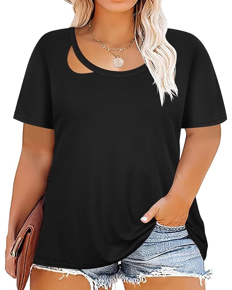 Plus Size T Shirt for Women Short Sleeve Shirts Tops Print Graphic Pattern Tunic Summer Blouse XL-5XL 14-28 9_ F0154_ C Hole ...