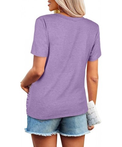 Womens Summer Tops Dressy Twist Front V Neck T Shirts for Women Short Sleeve 04h-purple $13.99 T-Shirts