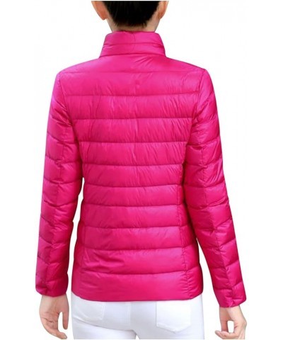 Women's Quilted Puffer Jacket Long Sleeve Full Zipper Coat Lightweight Packable Down Jacket Winter Outerwear Hot Pink-1 $6.59...