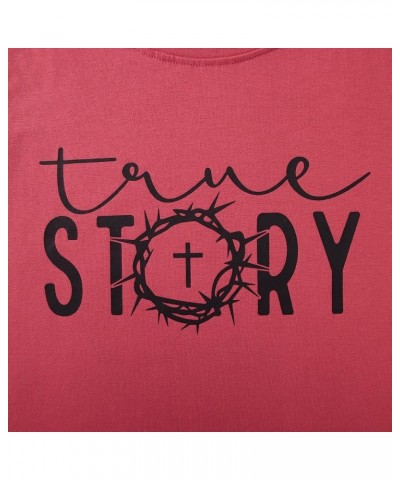 Christian Easter Shirts for Women Summer Casual Short Sleeve True Story Jesus Graphic Tops Religious Tees Pink $12.23 T-Shirts