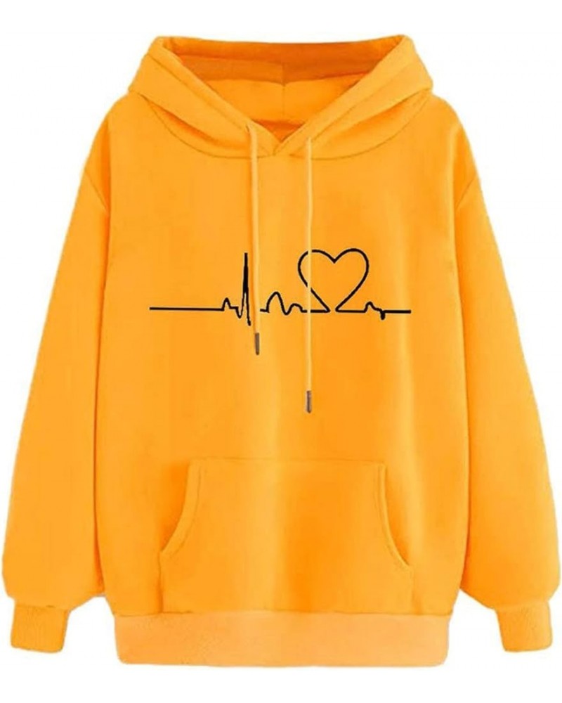 Hoodies For Teen Girls, Womens Fashion Sweatshirts Casual Flower Printed Hoodie Sweatshirt Pullover Tops Blouse B1-yellow $10...