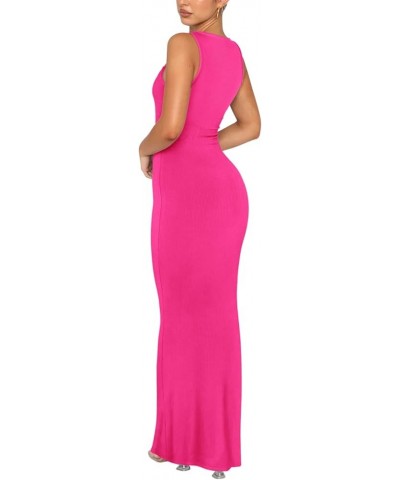 Women's Summer Sexy Lounge Tank Long Dress Elegant Sleeveless Halter Neck Bodycon Maxi Dresses Rose Red $21.59 Dresses