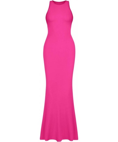 Women's Summer Sexy Lounge Tank Long Dress Elegant Sleeveless Halter Neck Bodycon Maxi Dresses Rose Red $21.59 Dresses