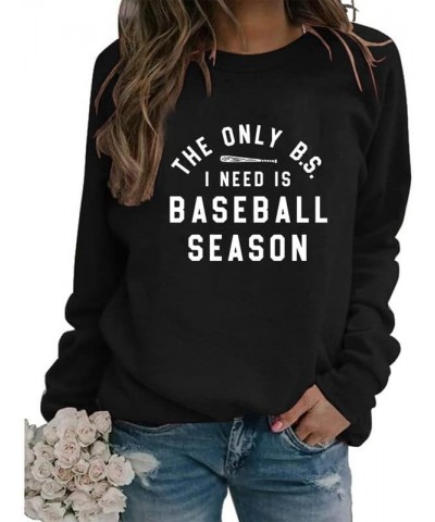 Weekends Coffee Baseball SweatShirt Women Baseball Mom Shirt Crew Neck Long Sleeve Funny Pullovers Tops with Sayings A4-black...