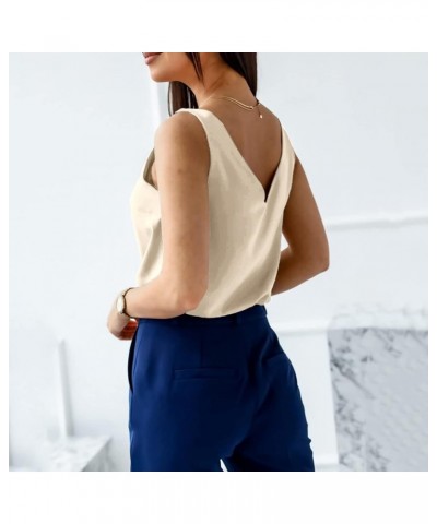 2024 Womens Silk Satin Tank Tops V Neck Casual Comfort Cami Sleeveless Camisole Blouses Summer Basic Tank Shirt 11011beige $8...