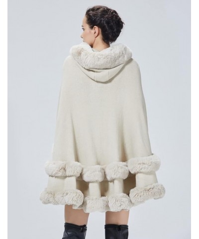Poncho Shawl Wrap Winter Faux Fur Cape Cloak Coat with Faux Fur Trim Sleeveless Cardigan for Party Beige $20.70 Coats