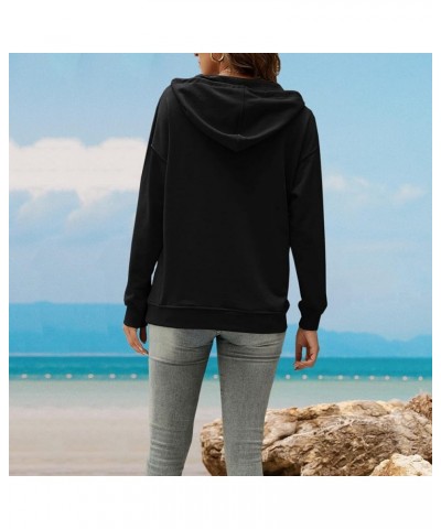 Women's Casual Hooded Drawstring Long Sleeve Button Down Hoodies Lightweight Pullover Sweatshirt Tops with Pockets Black $19....