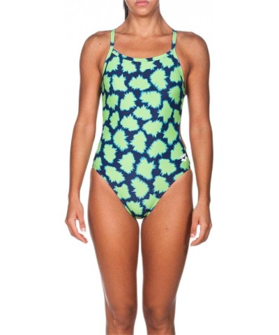 Women's Standard Print Challenge Back One Piece Swimsuit Pow Leaf $22.12 Swimsuits