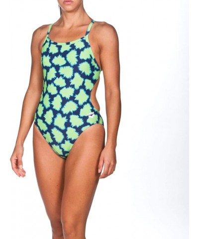 Women's Standard Print Challenge Back One Piece Swimsuit Pow Leaf $22.12 Swimsuits