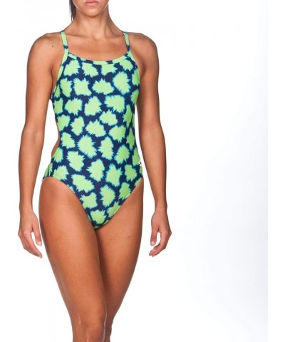 Women's Standard Print Challenge Back One Piece Swimsuit Pow Leaf $22.12 Swimsuits