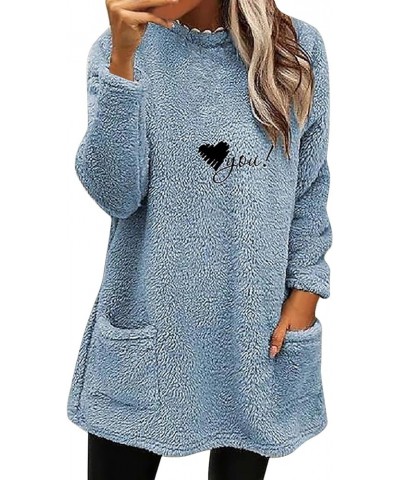 Women's Oversized Sweatshirts Crew Neck Pullover Sweaters Casual Fleece Comfy Winter Fashion Solid Color Hoodies Blue-a $6.48...