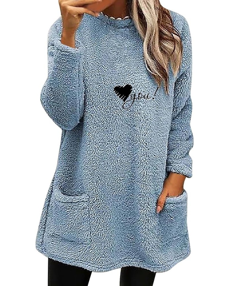 Women's Oversized Sweatshirts Crew Neck Pullover Sweaters Casual Fleece Comfy Winter Fashion Solid Color Hoodies Blue-a $6.48...