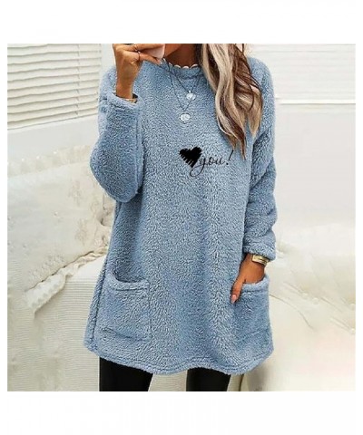 Women's Oversized Sweatshirts Crew Neck Pullover Sweaters Casual Fleece Comfy Winter Fashion Solid Color Hoodies Blue-a $6.48...