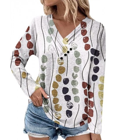 Sweatshirt for Women Chest Panel Ruched Long Sleeve Outfits Button V Neck Printing T Shirt Comfy Sweatshirts 3-yellow $7.08 H...