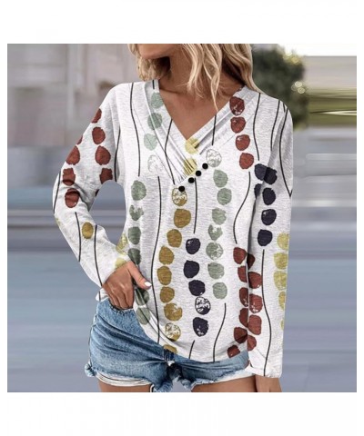 Sweatshirt for Women Chest Panel Ruched Long Sleeve Outfits Button V Neck Printing T Shirt Comfy Sweatshirts 3-yellow $7.08 H...