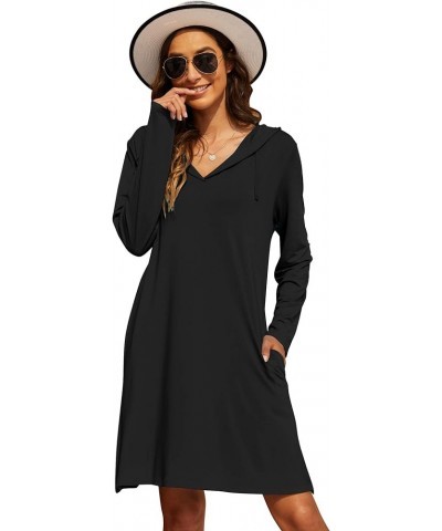 Womens UPF 50+ Cover-Up Dress Beach SPF Sun Protection Long Sleeve Shirts Dress Lightweight Athletic UV Hoodie Black $21.23 S...