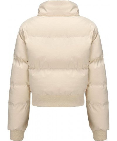 Womens Cropped Puffer Jacket Winter Long Sleeve Full Zip Short Warm Quilted Jacket Coats White $23.03 Jackets