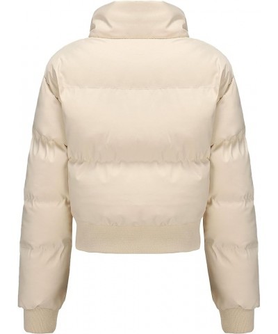 Womens Cropped Puffer Jacket Winter Long Sleeve Full Zip Short Warm Quilted Jacket Coats White $23.03 Jackets