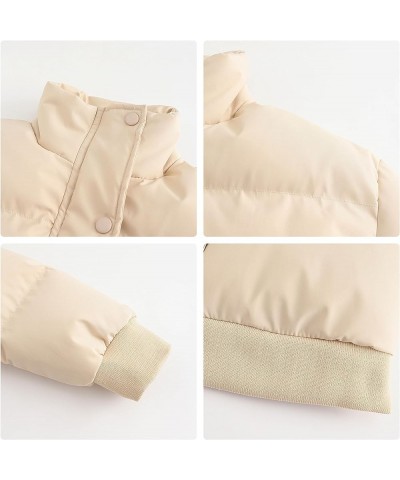 Womens Cropped Puffer Jacket Winter Long Sleeve Full Zip Short Warm Quilted Jacket Coats White $23.03 Jackets