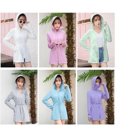 Women UPF50 Sun Protective Hoodie Summer Long Sleeve Sunscreen Shirt Full Zip Windproof Lightweight Jacket 02blue $16.45 Jackets