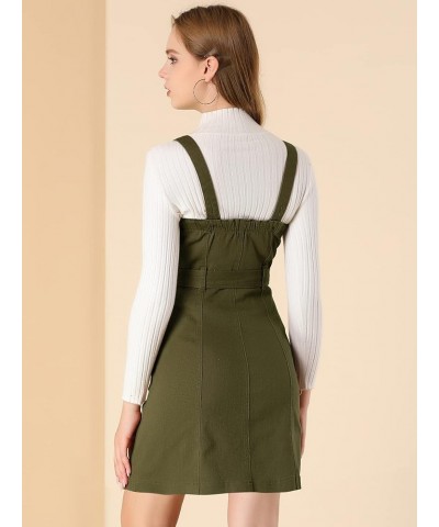 Women's Classic Overall Dresses Adjustable Strap Pinafore Denim Jean Dress Army Green $25.95 Dresses