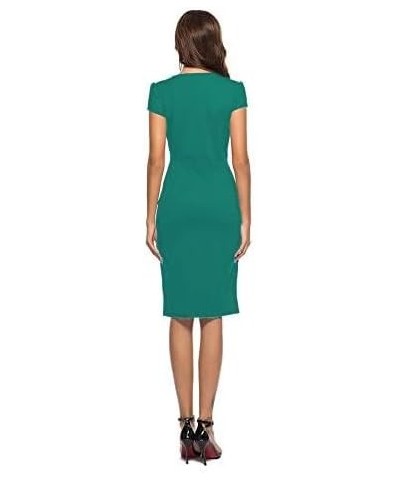 Women's Business Retro Cocktail Pencil Wear to Work Office Casual Dress Lake Green $24.22 Dresses