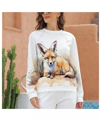 Fox Sweatshirt for Women Crewneck Tunics Long Sleeve Animal Print Tops Loose Fit Casual Cozy Hoodies Broad-eared Yellow Fox $...