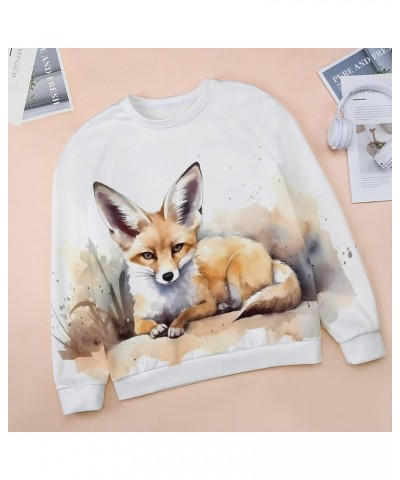 Fox Sweatshirt for Women Crewneck Tunics Long Sleeve Animal Print Tops Loose Fit Casual Cozy Hoodies Broad-eared Yellow Fox $...