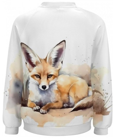 Fox Sweatshirt for Women Crewneck Tunics Long Sleeve Animal Print Tops Loose Fit Casual Cozy Hoodies Broad-eared Yellow Fox $...