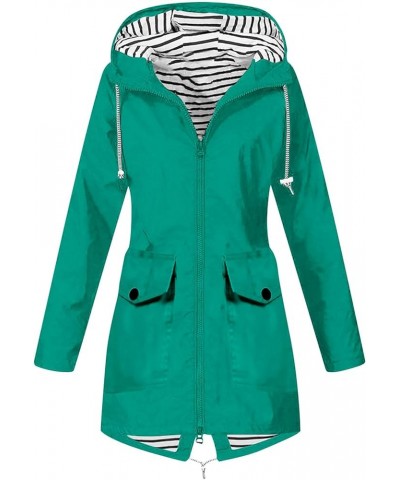 Women Waterproof Rain Jacket Hood Windbreaker Hiking Travel Packable Plus Size Long Raincoat Lightweight Lined Coats A01_gree...
