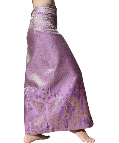 Brand Traditional Thailand Luxurious Silk Wrap Skirt Thai Formal Sarong Mayurat - Purple $21.40 Skirts