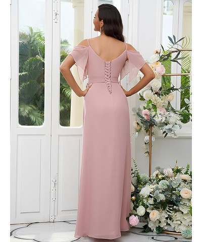 Women's Off The Shoulder Chiffon Bridesmaid Dress for Wedding Split Long Formal Dress Grey $25.85 Dresses