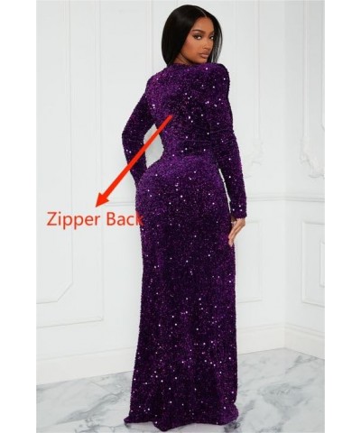 Long Sleeve Prom Dress with Slit Sequin Long Sparkly Long Sleeve Formal Dress Evening Party Gowns Green $32.76 Dresses